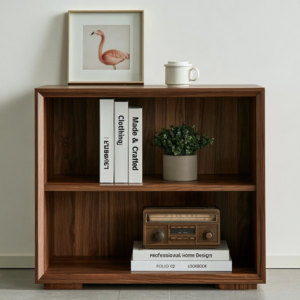 Opbergrek van hout, met twee niveaus, kleur naturelbruin