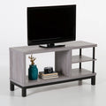 Tv-meubel van hout met eikenlook, met twee niveaus, kleur lichtgrijs en licht eiken